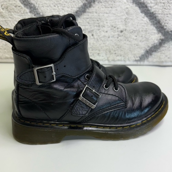 Dr. Martens 1460 Joska Romario Boys US 1 Black Leather Biker Buckle Boots Rare - Picture 2 of 6